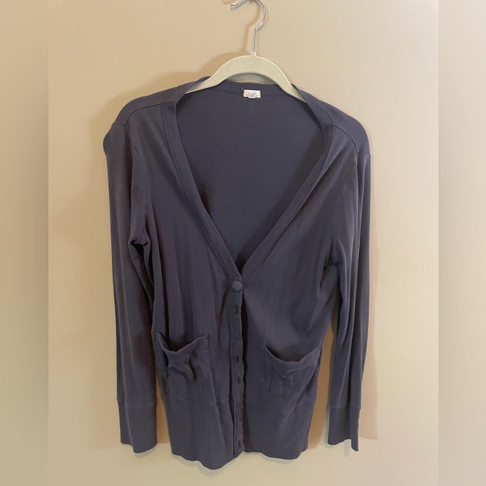 JCREW womens grey cardigan, sz M, large buttons & pockets